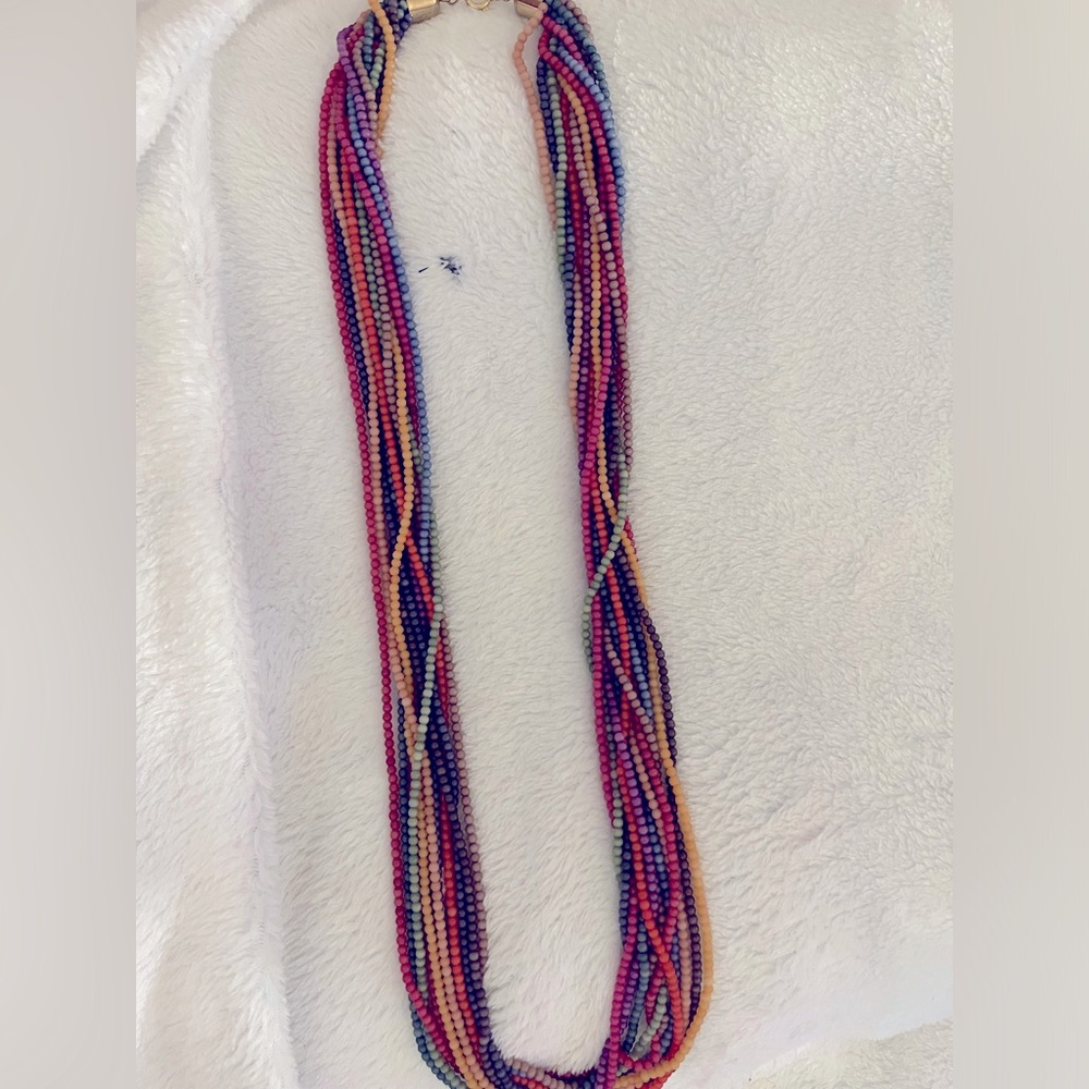 Boho seed bead necklace multicolored